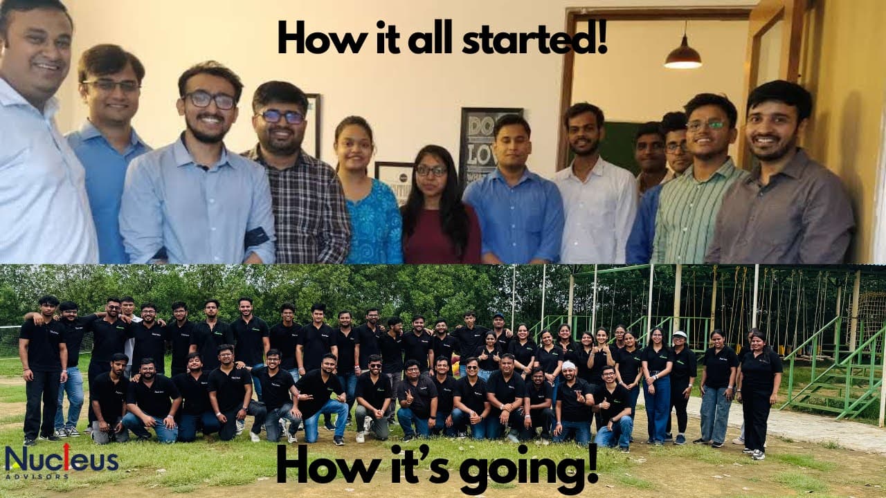 Nucleus Advisors team — founding group in 2019 on top, current 2026 team below.